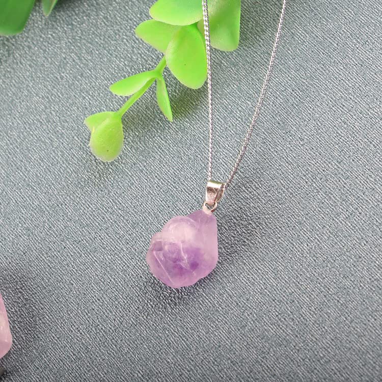 FASHEWELRY 20Pcs Natural Irregular Amethyst Rock Stone Pendants Healing Crystal Chakra Gemstone Charms for Jewelry Making Hole: 5x2.5mm 2-Purple Amethyst-Nugget