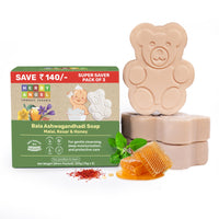 Herby Angel Natural Soap for Babies & Kids with Tear-Free Formula | Parabens, SLS/SLES and Silicones Free | Dermatologically Tested | Pack of 3 (75 Grams Each)
