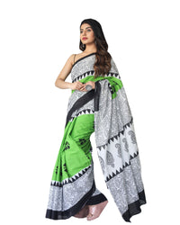 Shivanya Handicrafts Women's  Hand block printed cotton mulmul fabric saree With Blouse Piece Traditional Jaipuri Print_Vari