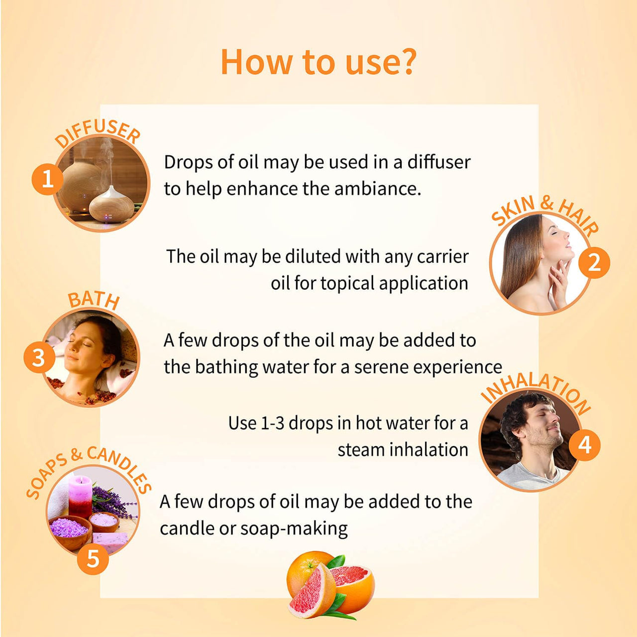 Grapefruit essential oil | For Healthy Skin & Hair | Pure & Natural Aromatherapy oil 15ml