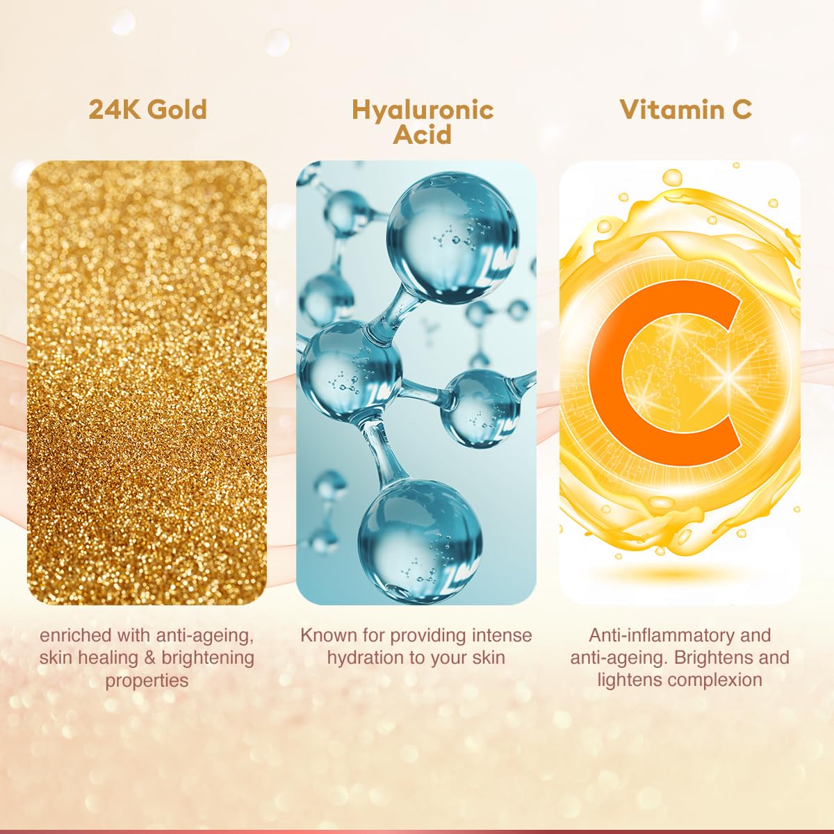 VLCC Gold Facial Kit for Sensitive Skin - 60g | Alcohol & Paraben Free | Enriched with 24K Gold, Hyaluronic Acid & Vitamin C | Safe & Gentle for Sensitive Skin