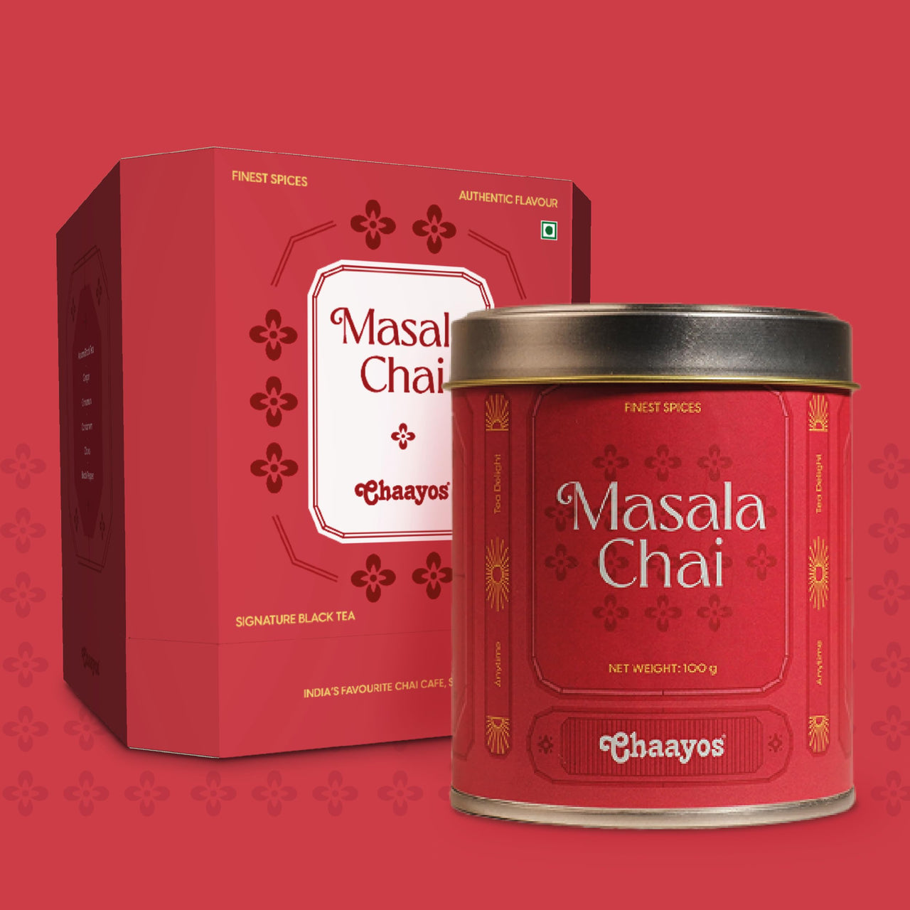 Chaayos Festival Gift Box - Masala Tea for Tea Lovers | Premium Hamper With 1 Tin (100 gm) of Masala Chai | Diwali Set for Friends & Family