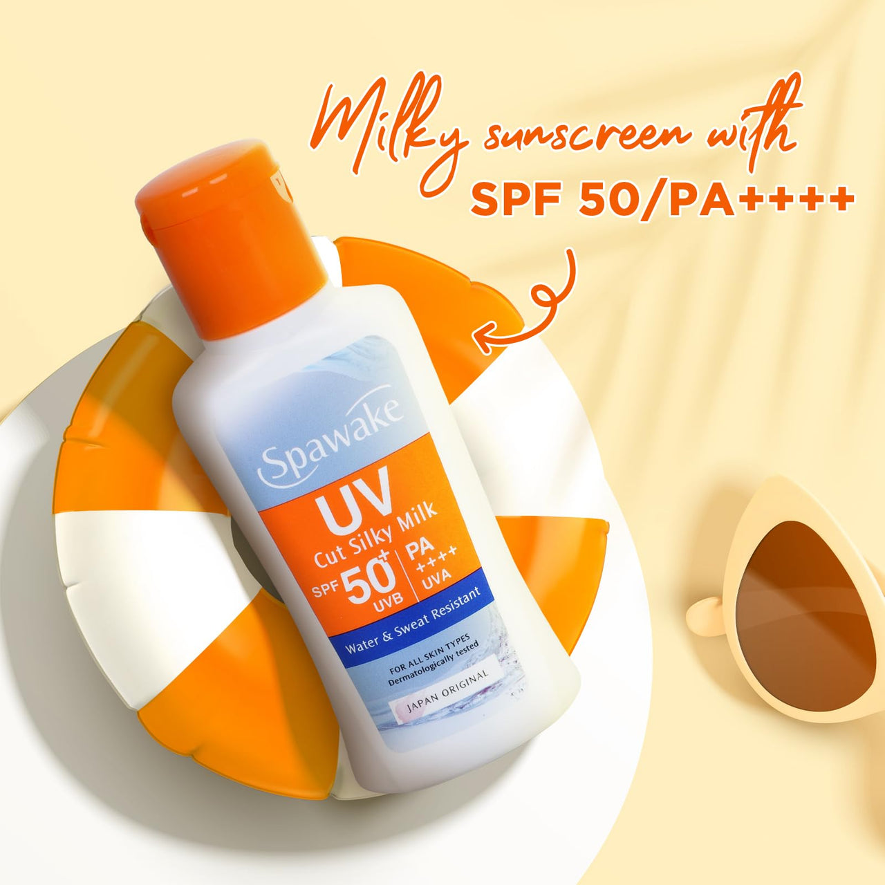 Spawake UV Cut Silky Milk Sunscreen SPF 50 PA++++ | No white cast, Sweat & Water-Resistant | Lightweight & Non-Sticky Formula| High Sun Protection
