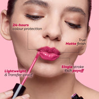 Born16 Tamaraa Liquid Lipstick – Pink Jewel | Hydrated-Matte Finish with SPF | Waterproof, Transfer-Proof, 24-Hour Wear | Vegan & Non-Drying with Shea Butter, 4ml