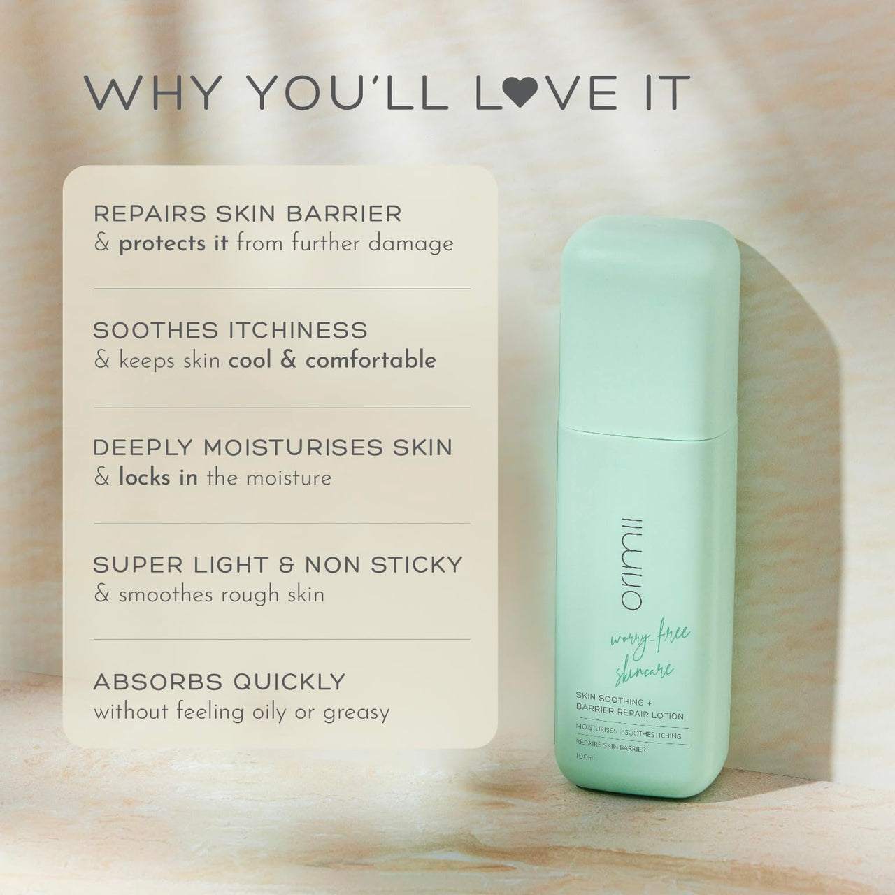 Orimii Barrier Repair Body Lotion 100ml | Moisturizes Dry Skin, Reduces Irritation & Itching | Lightweight & Non Sticky Body Lotion | Pregnancy & Breastfeeding Safe