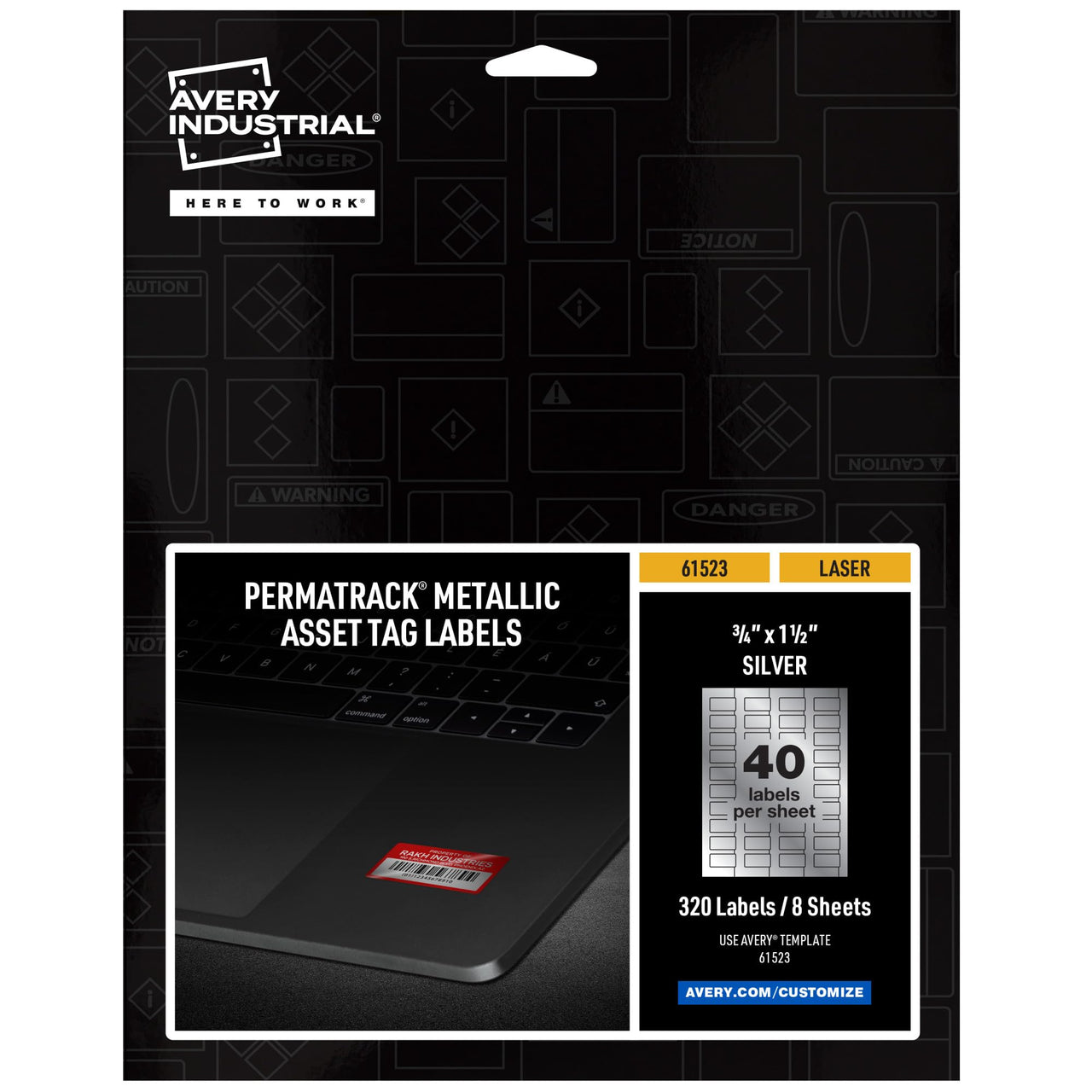 Avery Metallic Asset Tag Labels, 3/4 x 1-1/2", Laser Printable Tags, 320 Waterproof Labels (61523) 3/4" x 1-1/2"