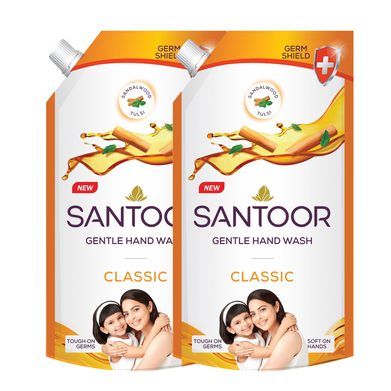 Santoor Classic Gentle Hand Wash, 750ml with Natural goodness of Sandalwood & Tulsi