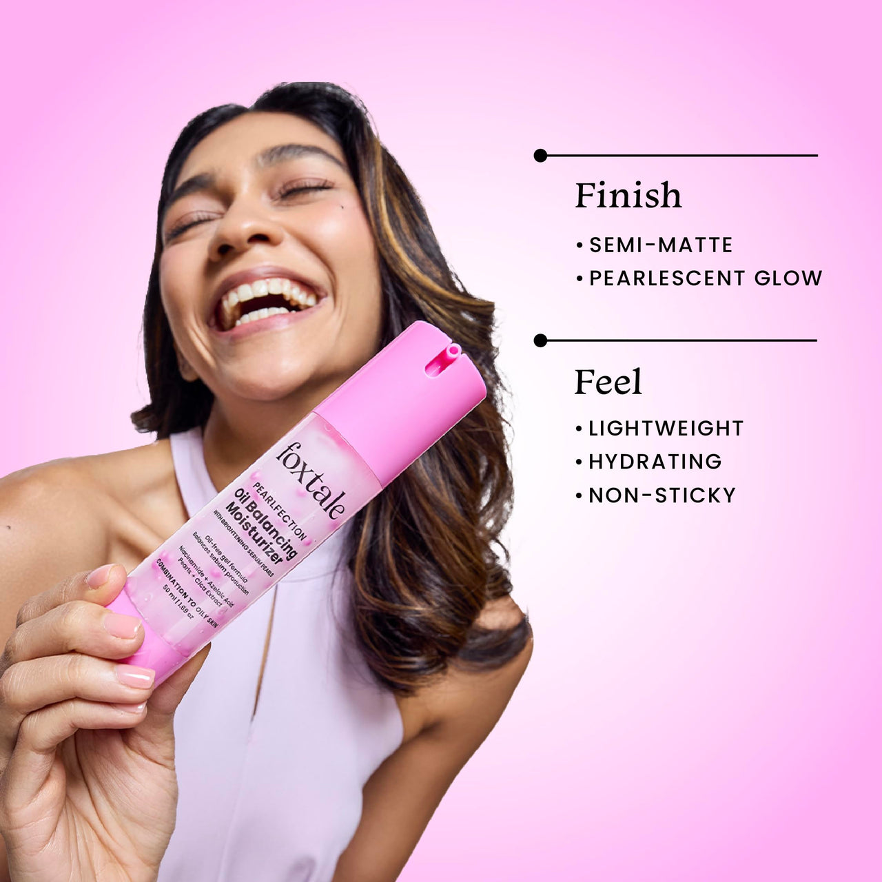 Foxtale Oil Balancing Moisturizer with Niacinamide, Azelaic Acid Pearls & Cica | 8+ Hours Shine-Free Hydration, Pearlescent Glow, Smooth Texture | Lightweight & Non-Comedogenic | 50ml