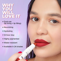 Hilary Rhoda Kissable Lip Crayon |12-Hour Stay | Highly Pigmented Matte Finish | Smudge-Proof & Transfer proof Lipstick | Retractable Lip Crayon | 3.5g - (Deep Maroon | Shade 24)