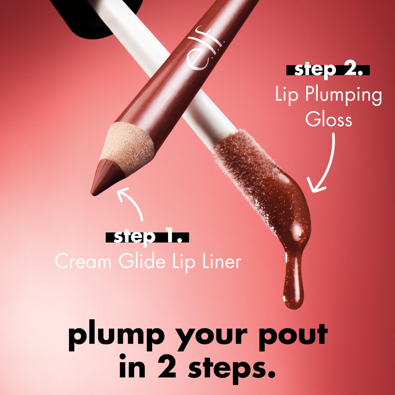 e.l.f. Lip Plumping Gloss, High-Shine Sheer Color, Hydrates & Creates Fuller Lips With Vitamin E, Vegan & Cruelty-Free, Chocolate Glaze, 0.09 Fl Oz