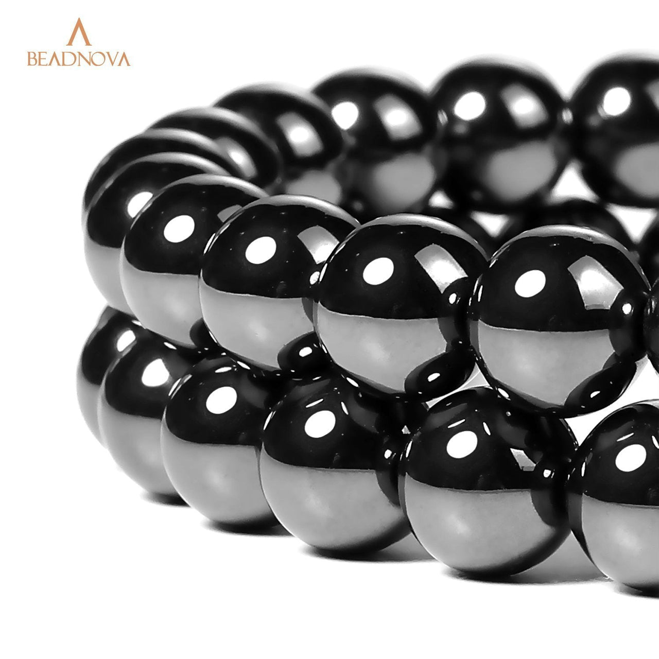 BEADNOVA Natural Hematite Beads Natural Crystal Beads Stone Gemstone Round Loose Energy Healing Beads with Free Crystal Stretch Cord for Jewelry Making (10mm, 36-38pcs) 10mm 23) Hematite Round Beads