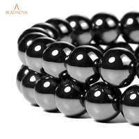 BEADNOVA Natural Hematite Beads Natural Crystal Beads Stone Gemstone Round Loose Energy Healing Beads with Free Crystal Stretch Cord for Jewelry Making (10mm, 36-38pcs) 10mm 23) Hematite Round Beads