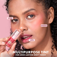 mCaffeine Shades Lip & Cheek Glow Tint | Multipurpose & Blendable | Longlasting Dewy Finish | Hydrating & Nourishing | Highly Pigmented Gel Formula | Lipstick | Blush for Women - Shade: Scarlet | 3 ml