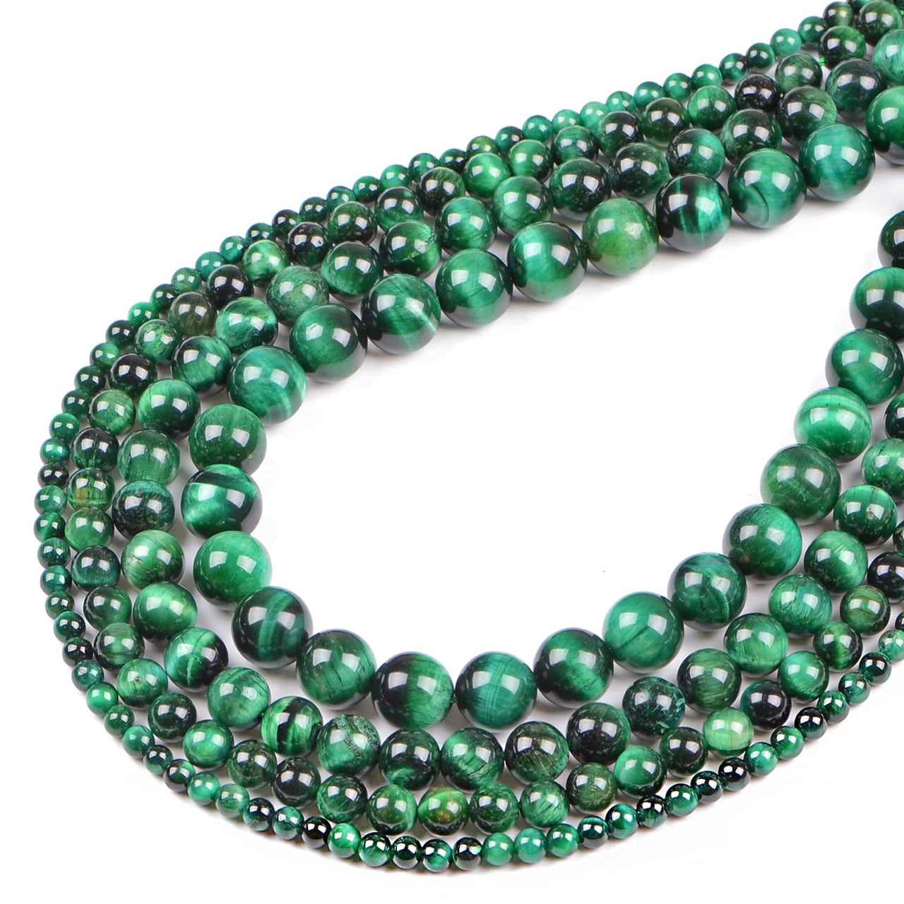 Bymitel 140pcs Natural Crystal Beads Stone Gemstone Round Energy Healing Loose Beads with Stretch Cord for Jewelry Making Bracelets Anklets (Green Tiger's  Eye, 8mm 140pcs) Green Tiger's  Eye