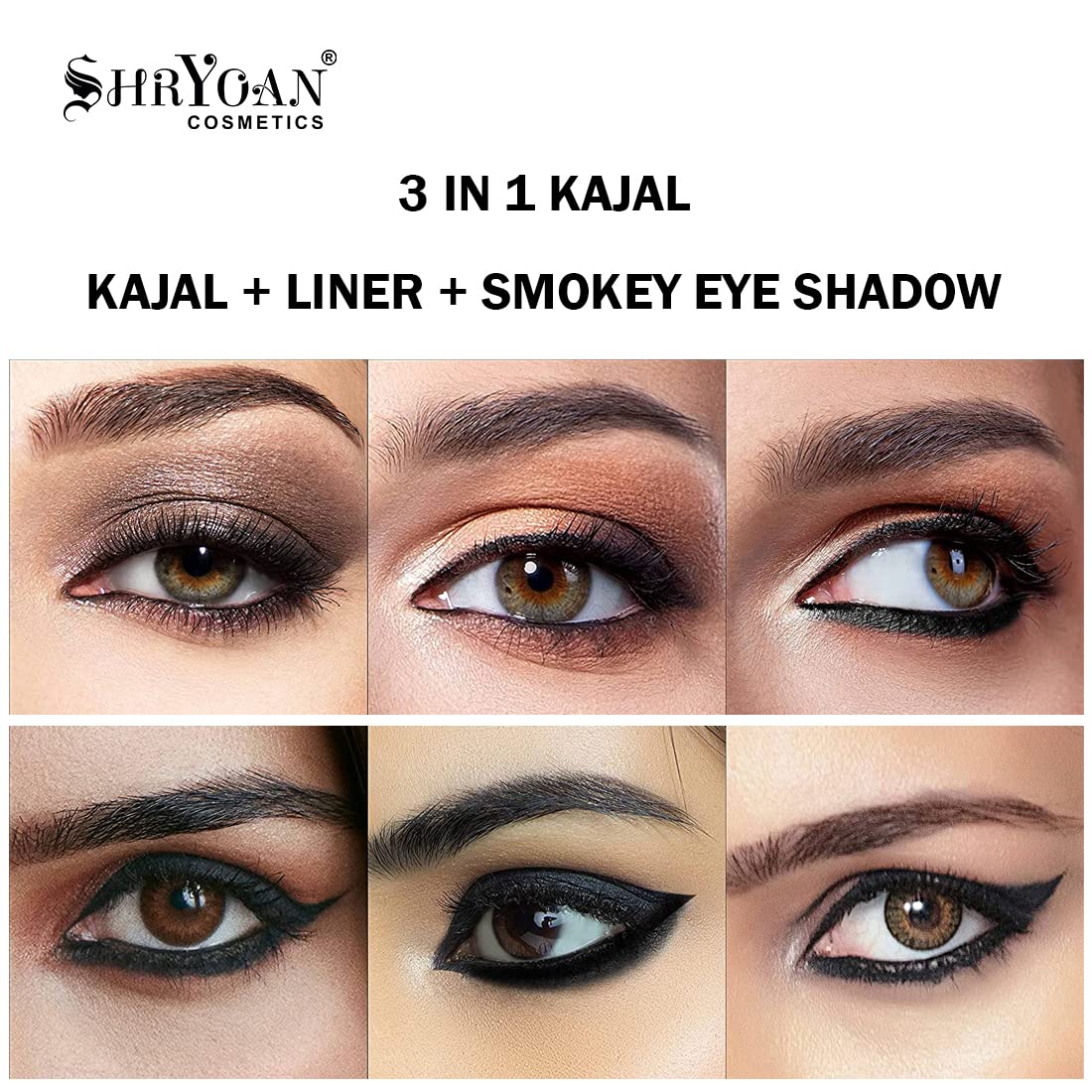 Shryoan Secret True Eyes Kajal, Matte Finish, Ultra Sleek & Creamy Kajal | Waterproof & Smudge Proof | Upto 24 Hours Long Stay (BLACK RAVEN)