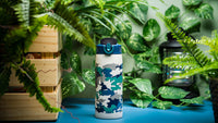 Zak Designs Water Bottle for Travel and At Home, 19 oz Vacuum Insulated Stainless Steel with Locking Spout Cover, Built-In Carrying Loop, Leak-Proof Design (Camo) Camo