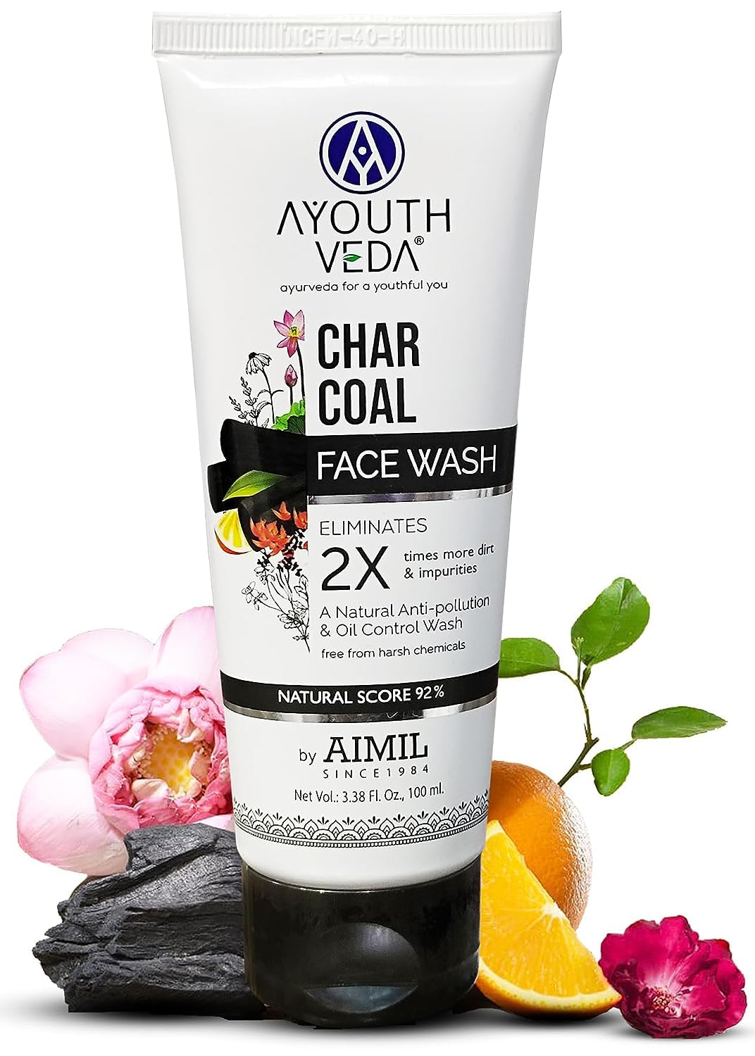 Ayouthveda Activated Charcoal 100 ml Face Wash for Women and Men