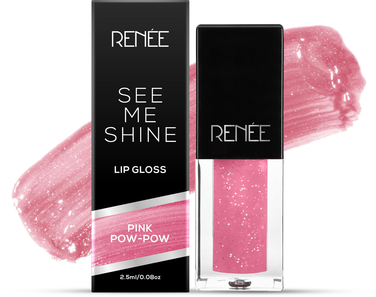 Renee See Me Shine Lip Gloss - Pink Pow Wow 2.5ml | Glossy Non Sticky & Non Drying Formula | Long Lasting Moisturizing Effect | Compact and Easy to Carry
