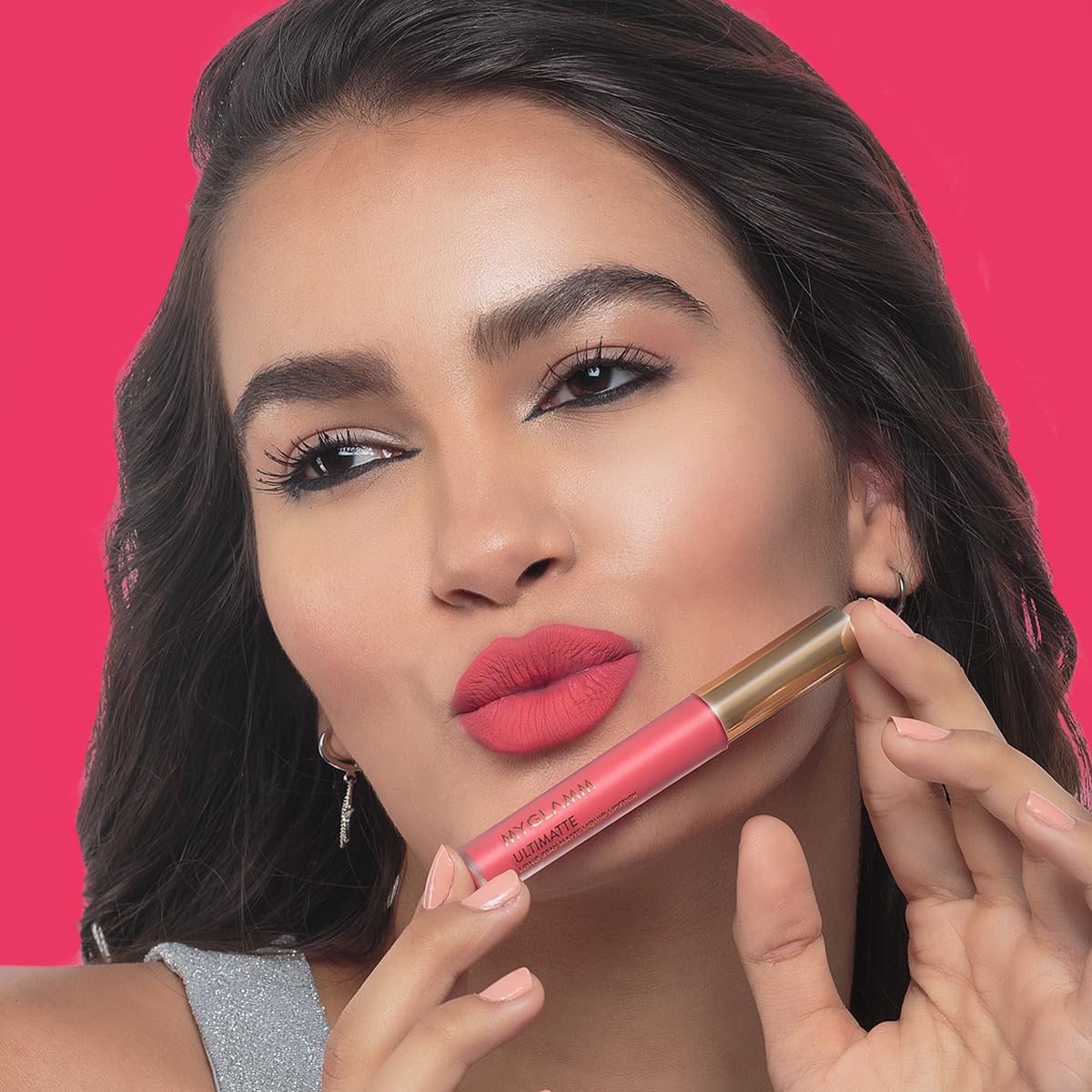 MyGlamm Ultimatte Long Stay Matte Liquid Lipstick - Coral Slayer (Coral) | Long Lasting Lipsticks for Women with 8hr Stay | No-Smudge & Waterproof | Intense Colour | Moisturising Formula | 2.5ml