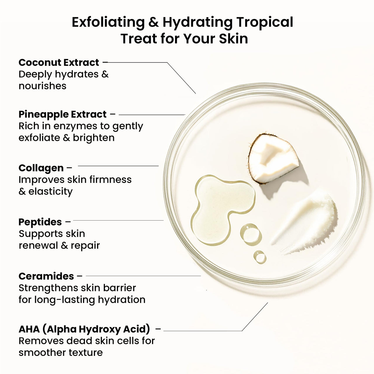 WildOak Pina Colada Shea Butter Sugar Scrub | 300gm | With Collagen & Peptides | Tan Removal | Lightens Dark Area Like Neck & Elbows | Smoothen Bumpy Legs & Hands | Ultra Hydrating & Exfoliating Scrub