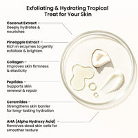 WildOak Pina Colada Shea Butter Sugar Scrub | 300gm | With Collagen & Peptides | Tan Removal | Lightens Dark Area Like Neck & Elbows | Smoothen Bumpy Legs & Hands | Ultra Hydrating & Exfoliating Scrub