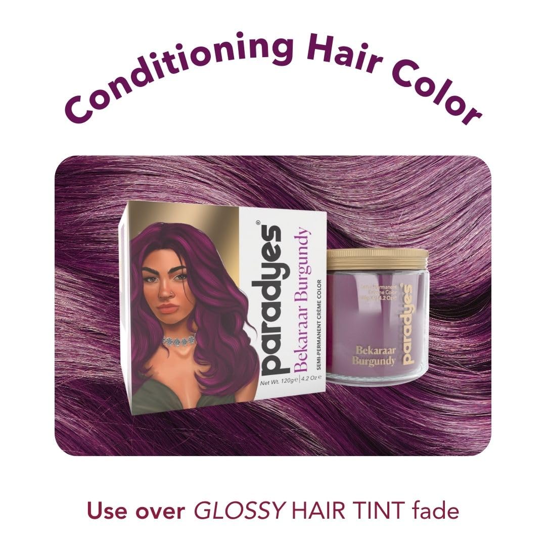 Paradyes Top-up Semi-permanent Bekaraar Burgundy DIY Conditioner Based Hair Colour, 120 gm