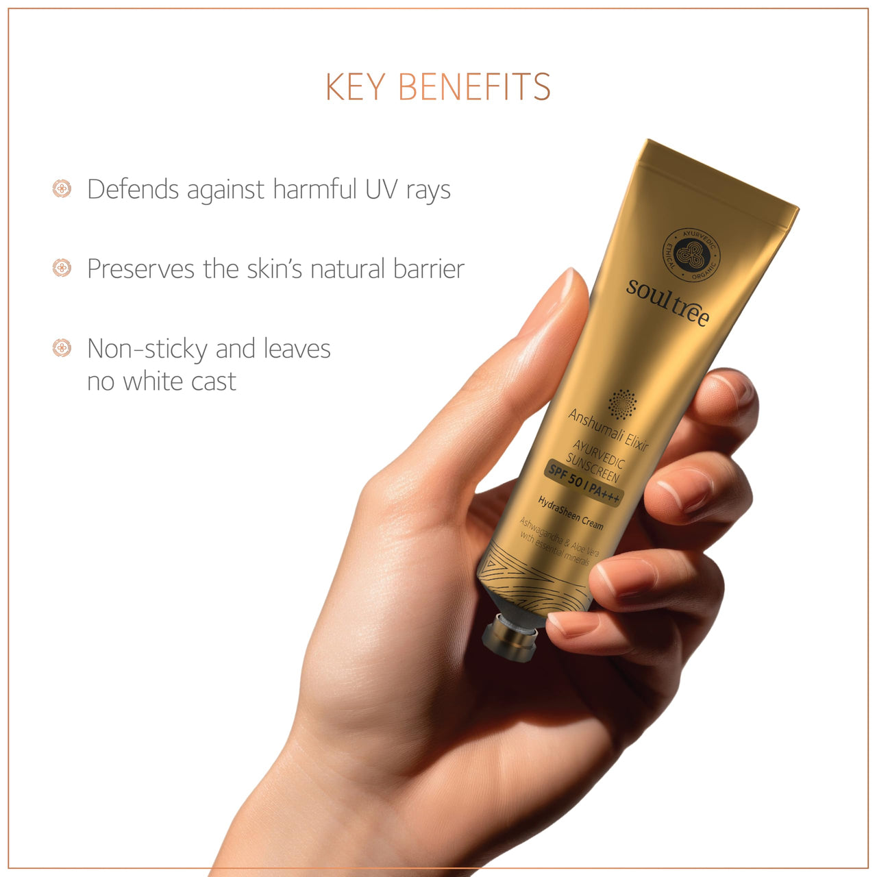 SoulTree Anshumali Elixir Ayurvedic Sunscreen SPF 50 | PA+++ - 50gm