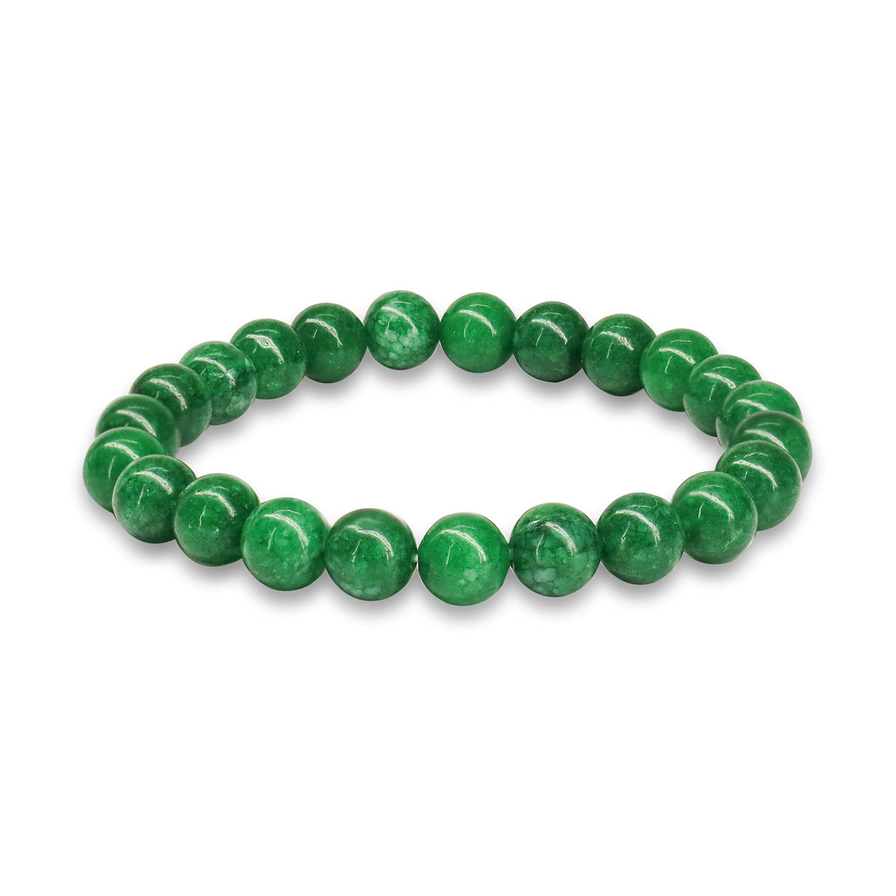 Crystal Vibe Stretchable Beaded Jade Bracelet 8mm - Bring Good Luck, Wealth, Prosperity and Happiness - Healing Crystal Green Jade Bracelet for Women Men