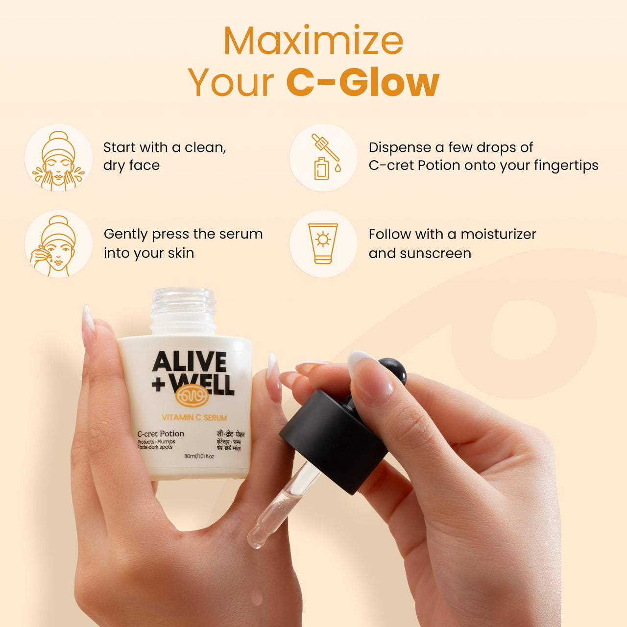 Alive & Well Vitamin C Face Serum, With Hyaluronic Acid And Orange Peel, Crafted By Dermatologists For Brightening, Hydrating, Uneven Skin Tone, Boost Collagen, Fades Dark Spots, For Men & Women -30Ml