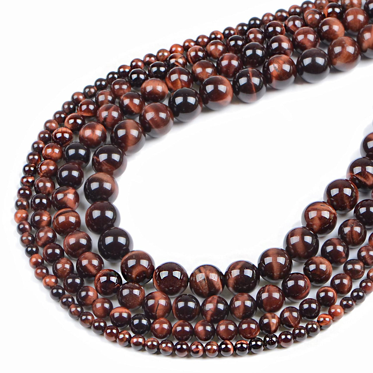 Bymitel 210pcs Natural Crystal Beads Stone Gemstone Round Energy Healing Loose Beads with Stretch Cord for Jewelry Making Bracelets Anklets (Red Tiger's  Eye, 4mm 210pcs) Red Tiger's  Eye