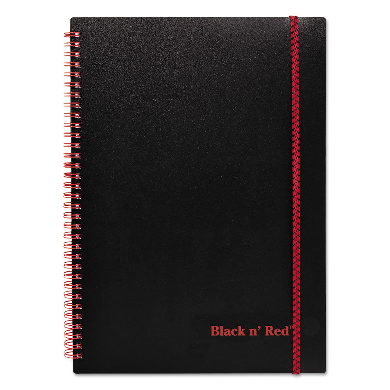 Black n' Red Notebook, Business Journal, 11-3/4" x 8-1/4", 70 Sheets, Ruled, Optik Paper, Scribzee App, Flexible Poly Cover, Wirebound, Black (E67008) 1 Count 11-3/4" x 8-1/4"