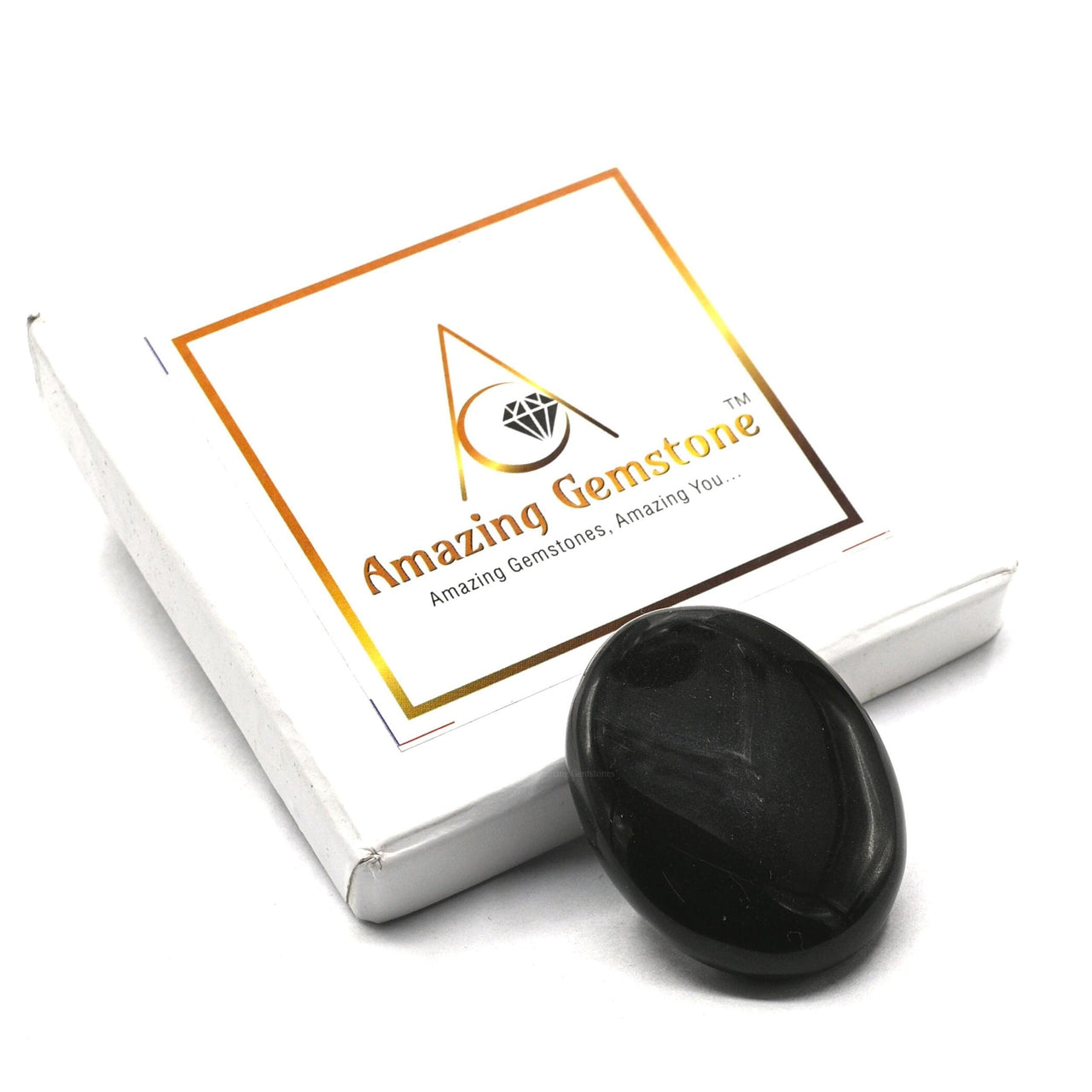 Black Agate Palm Stone - Pocket Massage Worry Stone for Natural Body Chakra Balancing, Reiki Healing and Crystal Grid Black Agate