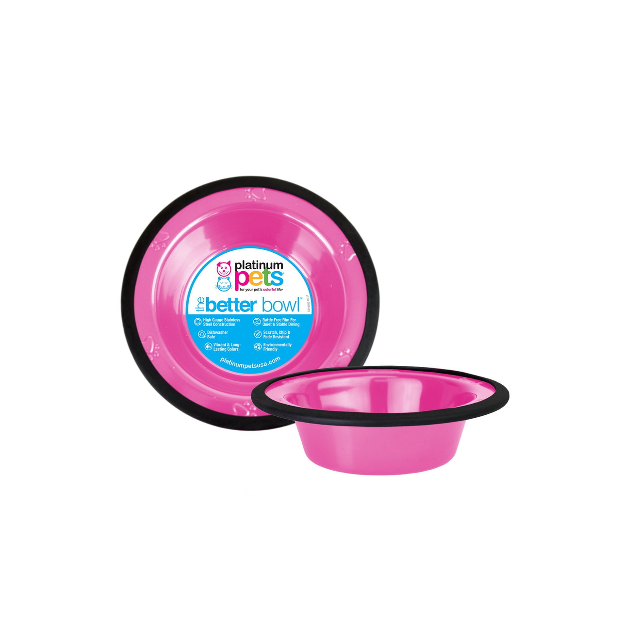 Platinum Pets Switchin Stainless Steel Cat/Dog Bowl, Bubble Gum Pink, Small
