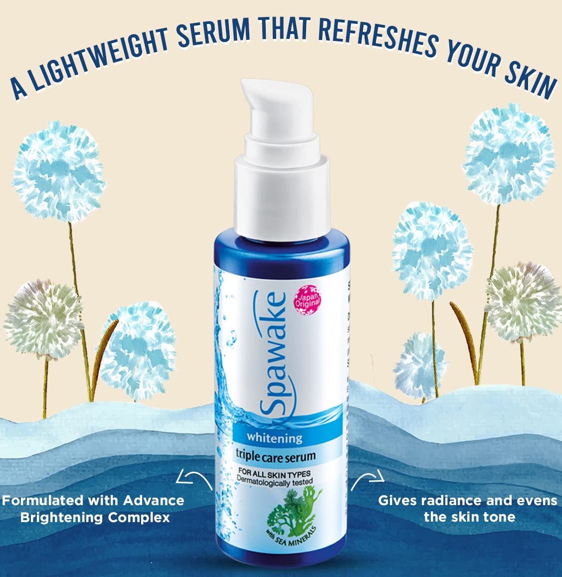 Spawake Whitening Triple Care Face Serum with Vitamin C for smooth and bright skin, 45ml