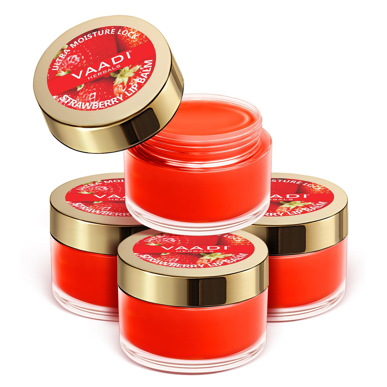 Vaadi Herbals Lip Balm, Strawberry And Honey, 10g (Pack Of 4)