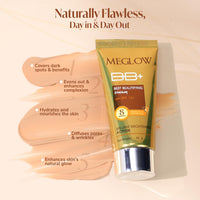 Meglow Best Beautifying BB+ Cream with SPF 15+ for Face Makeup | Skin brightening Cream for Instant Glow