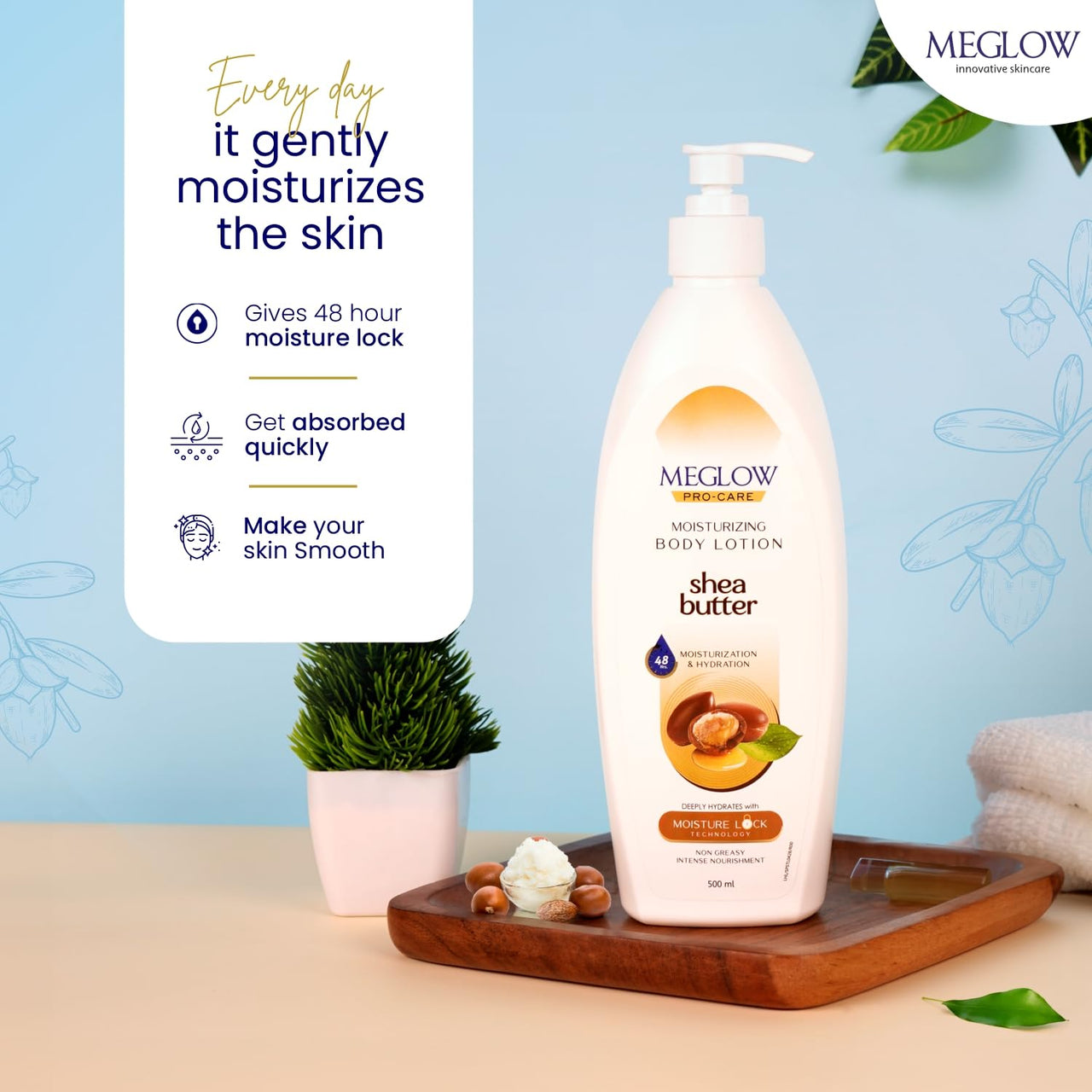 Meglow Combo of Aloe Vera Moisturizing Cold Cream Moisturizer Cream with SPF 15 Protection & Shea Butter - Body Lotion Best Moisturizer for dry skin