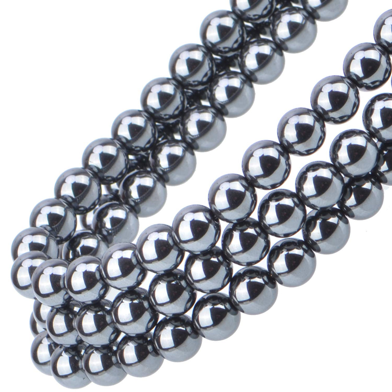 100Pcs Natural Crystal Beads Stone Gemstone Round Loose Energy Healing Beads with Free Crystal Stretch Cord for Jewelry Making (Hematite, 8MM) Hematite