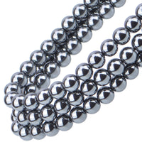 100Pcs Natural Crystal Beads Stone Gemstone Round Loose Energy Healing Beads with Free Crystal Stretch Cord for Jewelry Making (Hematite, 8MM) Hematite