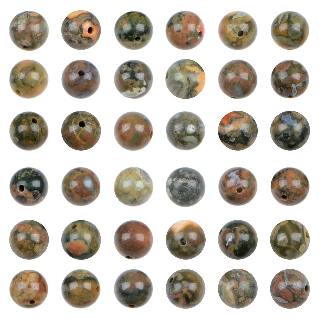 Bymitel 210pcs Natural Crystal Beads Stone Gemstone Round Energy Healing Loose Beads with Stretch Cord for Jewelry Making Bracelets Anklets (Rhyosite Jasper, 4mm 210pcs) Rhyosite Jasper