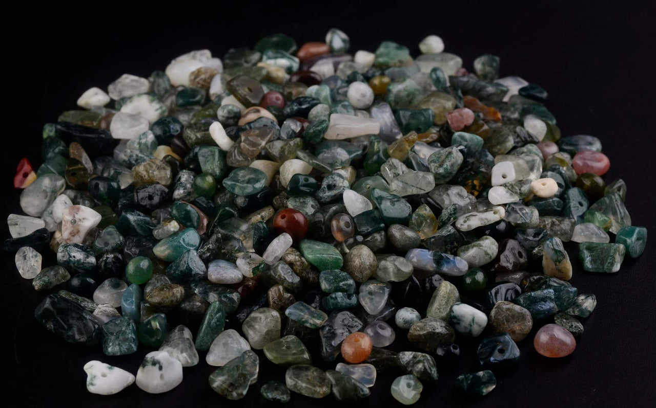 Natural Chip Stone Beads India Agate 5-8mm About 400 Pieces Irregular Gemstones Healing Crystal Loose Rocks Bead Hole Drilled DIY for Bracelet Jewelry Making Crafting (5-8mm, India Agate)