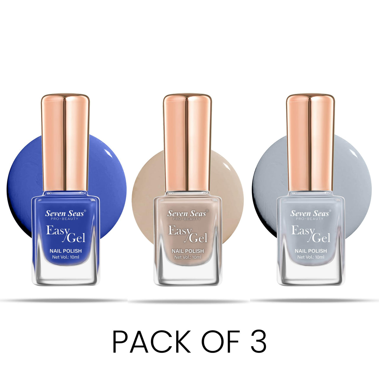 Seven Seas Easy Gel Nail Polish | Quick Dry Gel Nail Polish, Pack of 3 (Combo-21, 30ml)