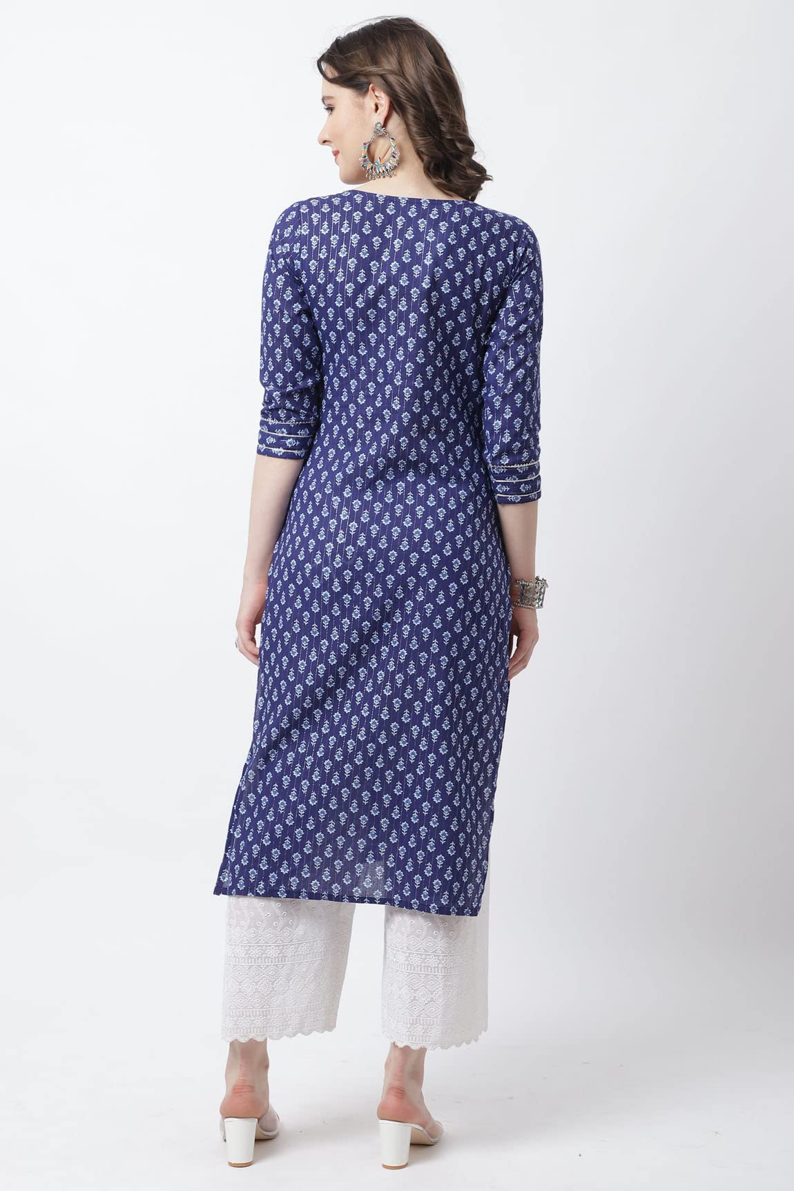 Rajnandini Women's  Pure Cotton with Zari Weaving Jaipuri Printed Kurti