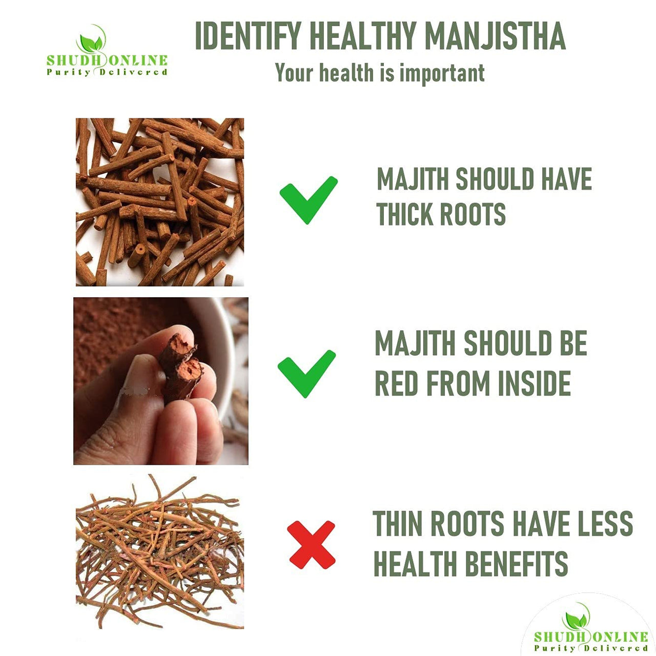 Shudh Online Manjistha Root, Majith Organic, Indian Madder (50 Grams) - Eating, Skin whitening, Face, Hair - Manjishtha, Manjishta, Manjishta, Manjista