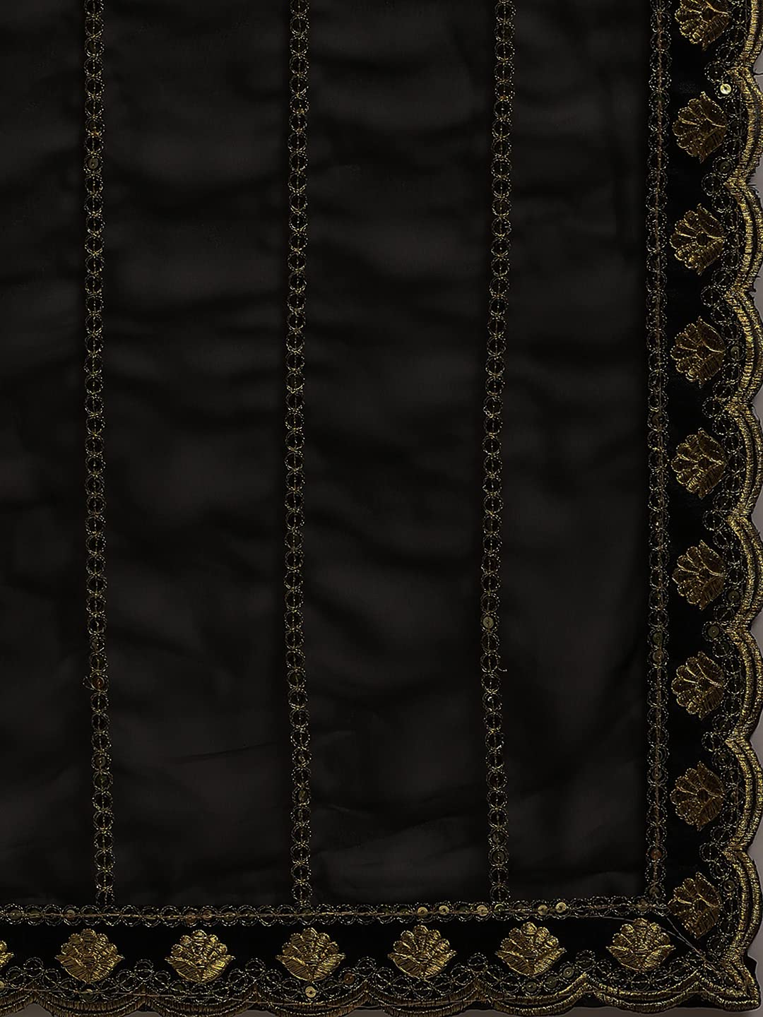 Sunderani Women's  Designer Black Georgette Embroidered Fashion Designing Saree for Women (Sund KK BLACK)