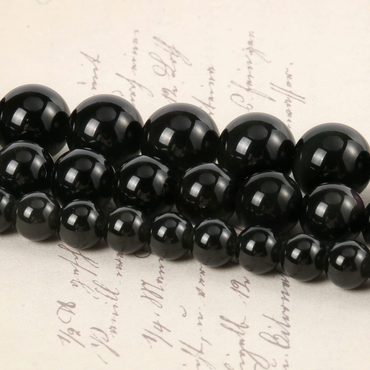 35pcs 10mm Natural Stone Beads Black Obsidian Beads Energy Crystal Healing Power Gemstone for Jewelry Making, DIY Bracelet Necklace