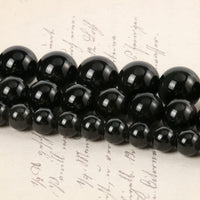 35pcs 10mm Natural Stone Beads Black Obsidian Beads Energy Crystal Healing Power Gemstone for Jewelry Making, DIY Bracelet Necklace