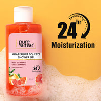 PureSense Vitamin C + Niacinamide Grapefruit Squeeze Body Wash Shower Gel | Deeply Cleans | Soft & Youthful Skin | Evens Skin Tone | No Paraben | All Skin Types | For Men & Women | 310ml