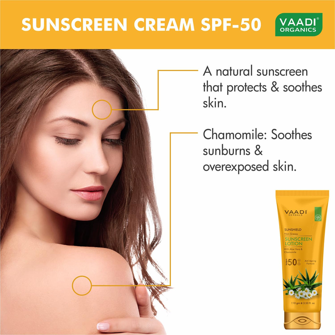 VAADI HERBALS Sunscreen Lotion For Sensitive Skin Type Spf 50, 110G