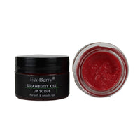 EcoBerry Strawberry Kiss Lip Scrub Lip Scrub For Natural Pink Lips Dry, Chapped Lips, Supple Moisturizing Conditioning, Enriched with Strawberry Extracts, Natural & Handmade, Mineral Oil Free, Paraben Free, Veg